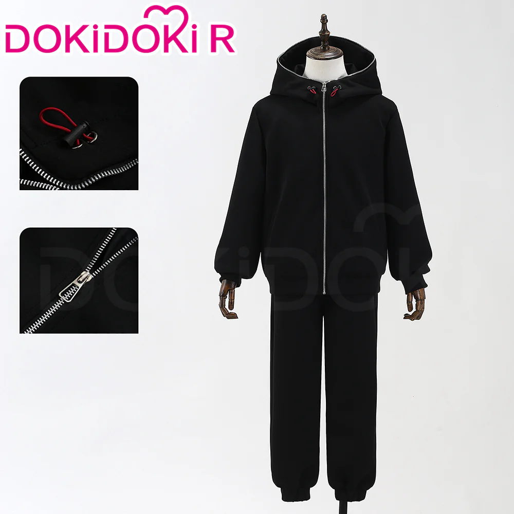【Size XS-XL】Dokidoki-R Anime Cosplay Costume Black Hoodie Set Casual Wear - Image 2