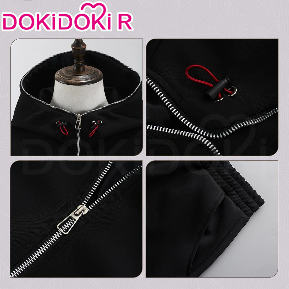 【Size XS-XL】Dokidoki-R Anime Cosplay Costume Black Hoodie Set Casual Wear - Image 4