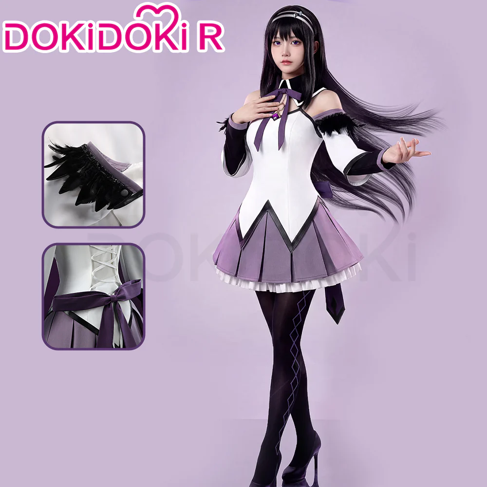 【Size XS-XL】DokiDoki-R Anime Cosplay White Purple Dress Costume