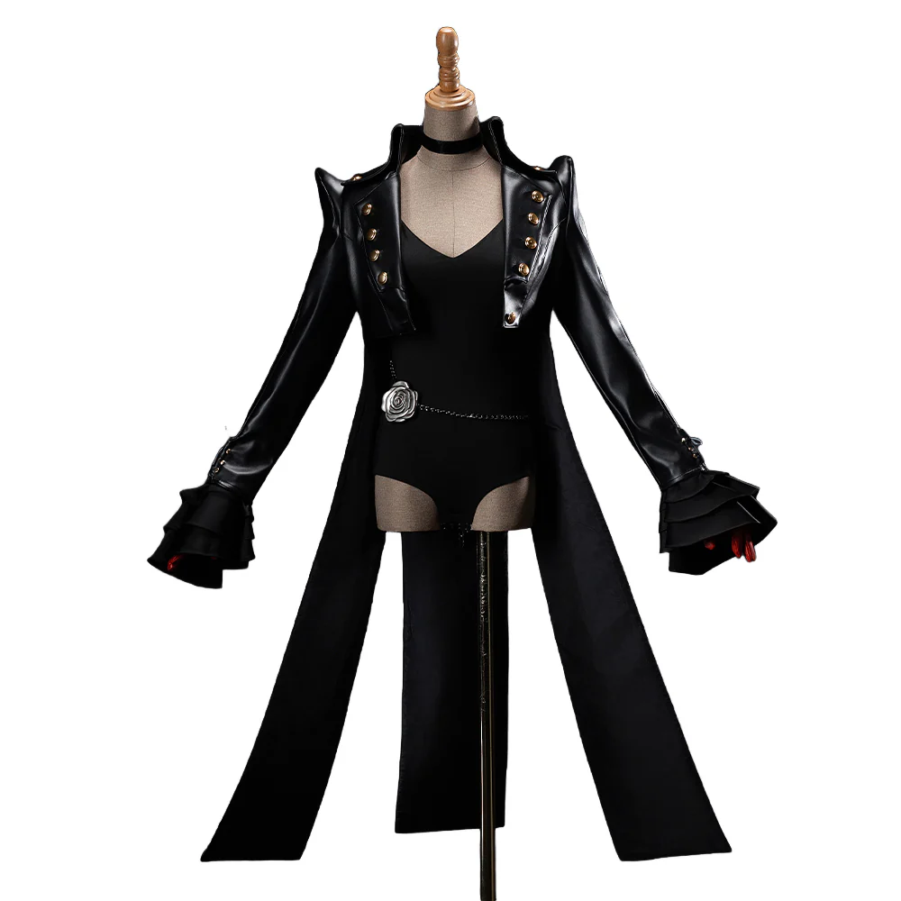 【Size XS-XL】DokiDoki-R Game Cosplay Costume Black Jumpsuit - Image 6