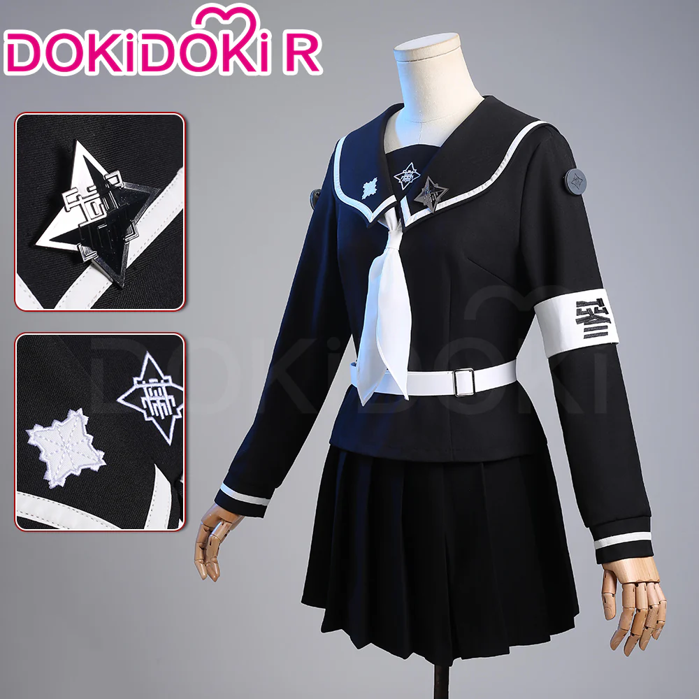 【Size XS-XL】DokiDoki-R Game The Hundred Line Last Defense Academy Cosplay Amemiya Darumi Costume / Wig Uniform Long Blue Gradient Hair Pigtails - Image 2