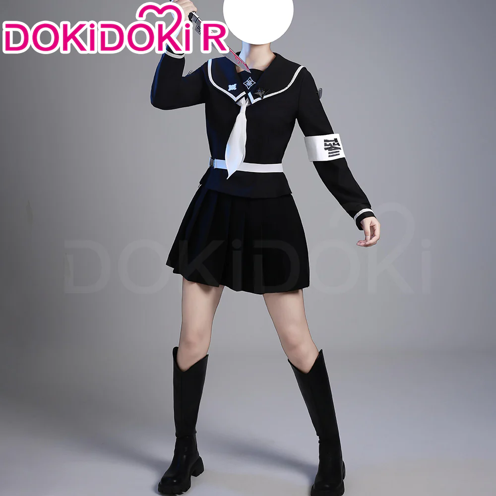 【Size XS-XL】DokiDoki-R Game The Hundred Line Last Defense Academy Cosplay Amemiya Darumi Costume / Wig Uniform Long Blue Gradient Hair Pigtails - Image 3