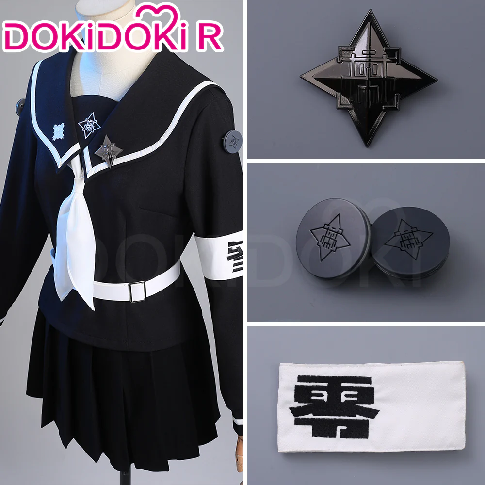 【Size XS-XL】DokiDoki-R Game The Hundred Line Last Defense Academy Cosplay Amemiya Darumi Costume / Wig Uniform Long Blue Gradient Hair Pigtails - Image 4