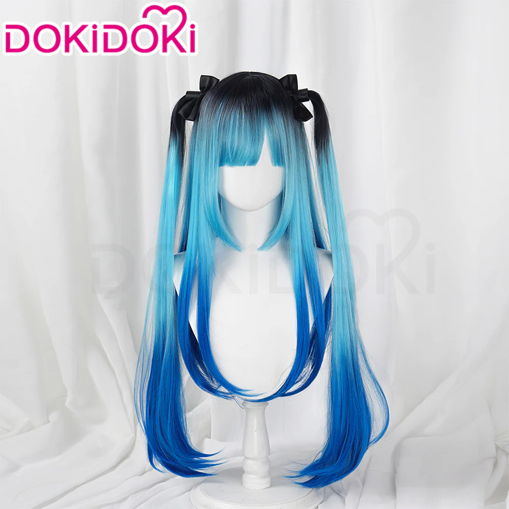 【Size XS-XL】DokiDoki-R Game The Hundred Line Last Defense Academy Cosplay Amemiya Darumi Costume / Wig Uniform Long Blue Gradient Hair Pigtails - Image 8