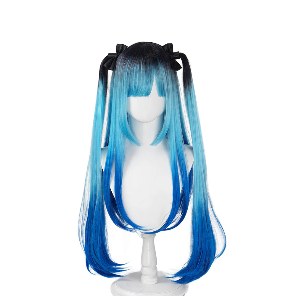 【Size XS-XL】DokiDoki-R Game The Hundred Line Last Defense Academy Cosplay Amemiya Darumi Costume / Wig Uniform Long Blue Gradient Hair Pigtails - Image 9