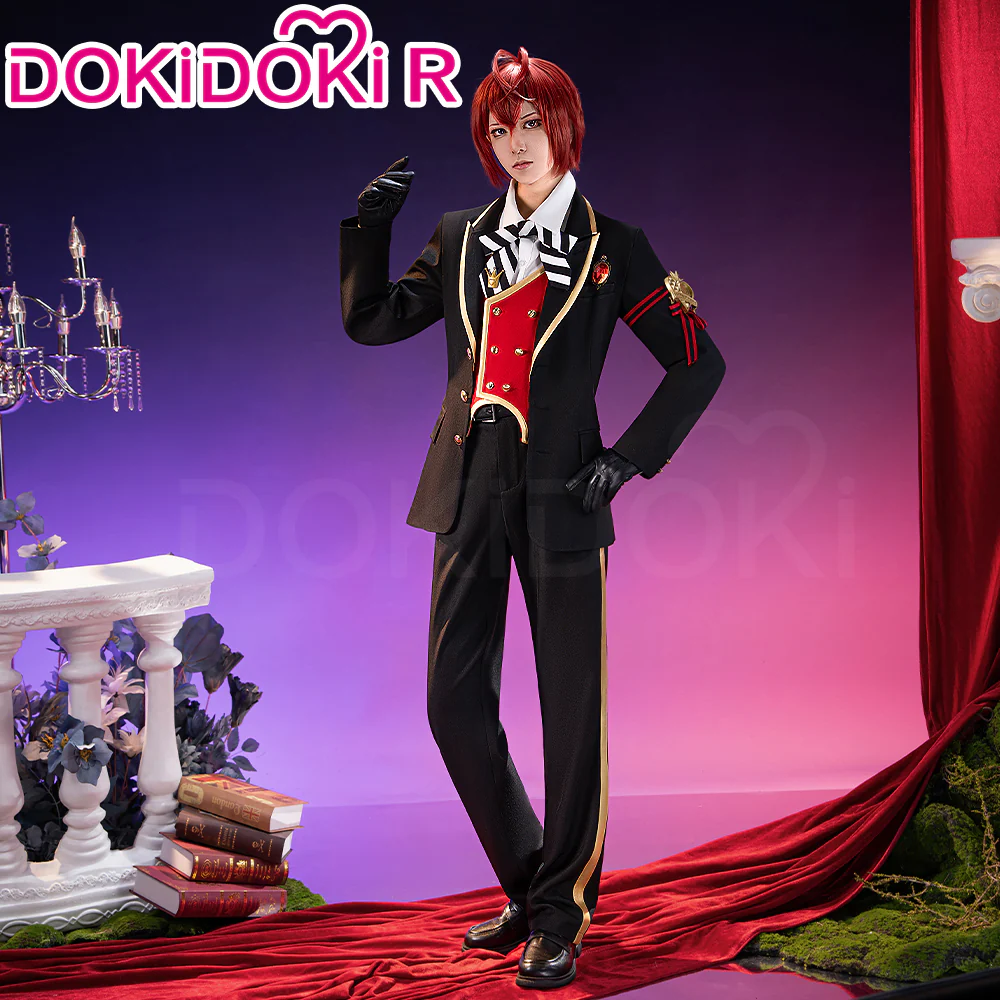 【SizeXS-XL】DokiDoki-R Game Cosplay Costume Red School Uniform Suit
