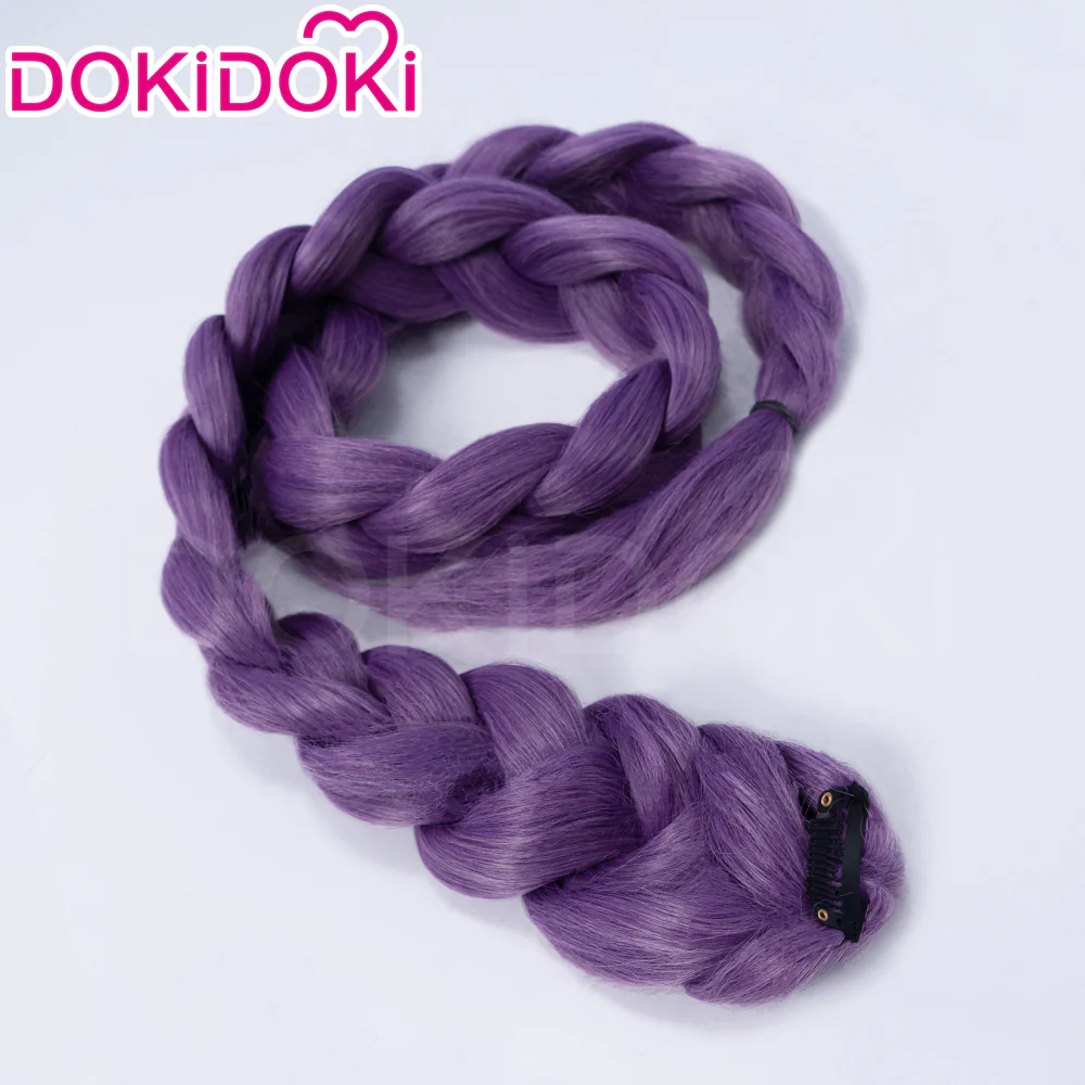 【Ready For Ship】【120 CM】【FRONT LACE】DokiDoki Movie Anime Cosplay Women Wig / Weft / Pattern Tattoo / Earring Set / Headpieces Long Purple Hair Braid - Image 17