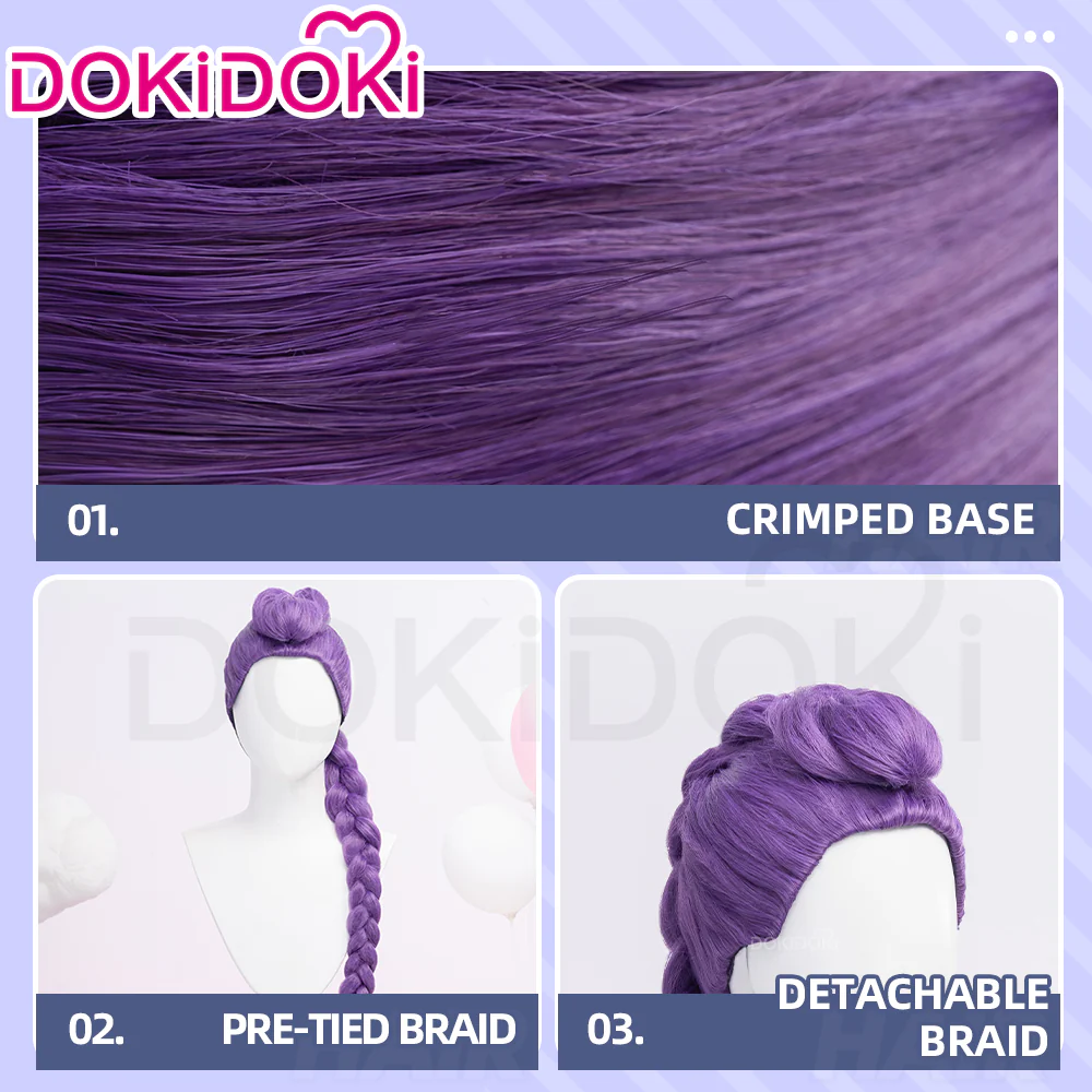 【US/EU LOCAL SHIPPING 】【120 CM】DokiDoki Movie Anime Cosplay Women Wig Long Purple Hair Braid - Image 6