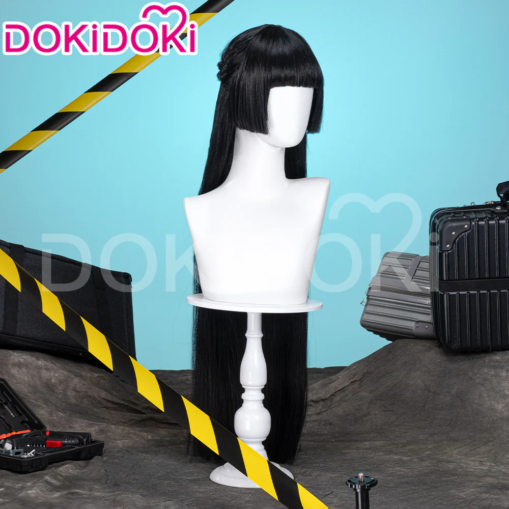 【Ready For Ship】DokiDoki Game Zenless Zone Zero Cosplay Hoshimi Miyabi Cosplay Wig / Ears Long Straight Black - Image 2