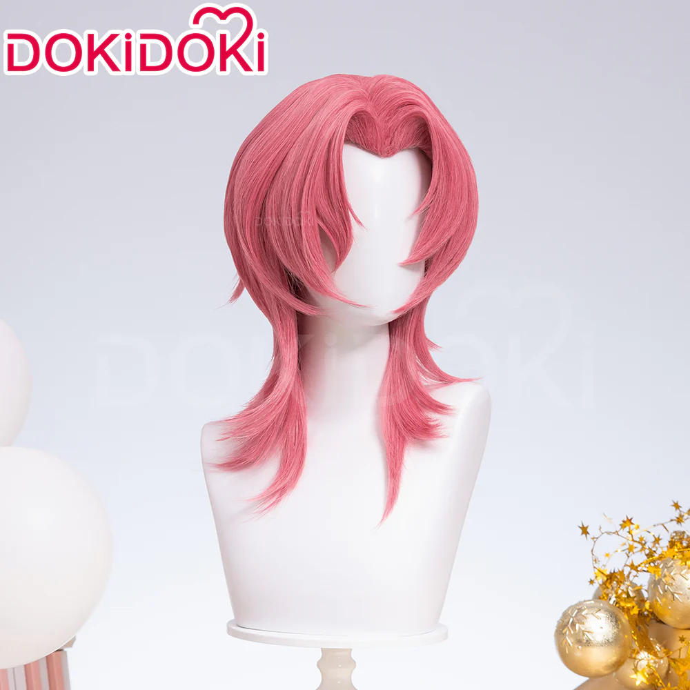 【Ready For Ship】【Last Batch】DokiDoki Movie Anime Cosplay Men Wig Long Curly Pink Hair - Image 3