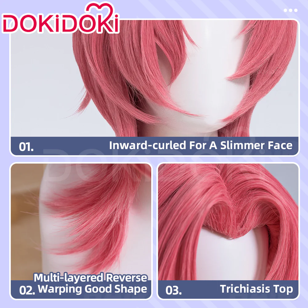 【Ready For Ship】【Last Batch】DokiDoki Movie Anime Cosplay Men Wig Long Curly Pink Hair - Image 4