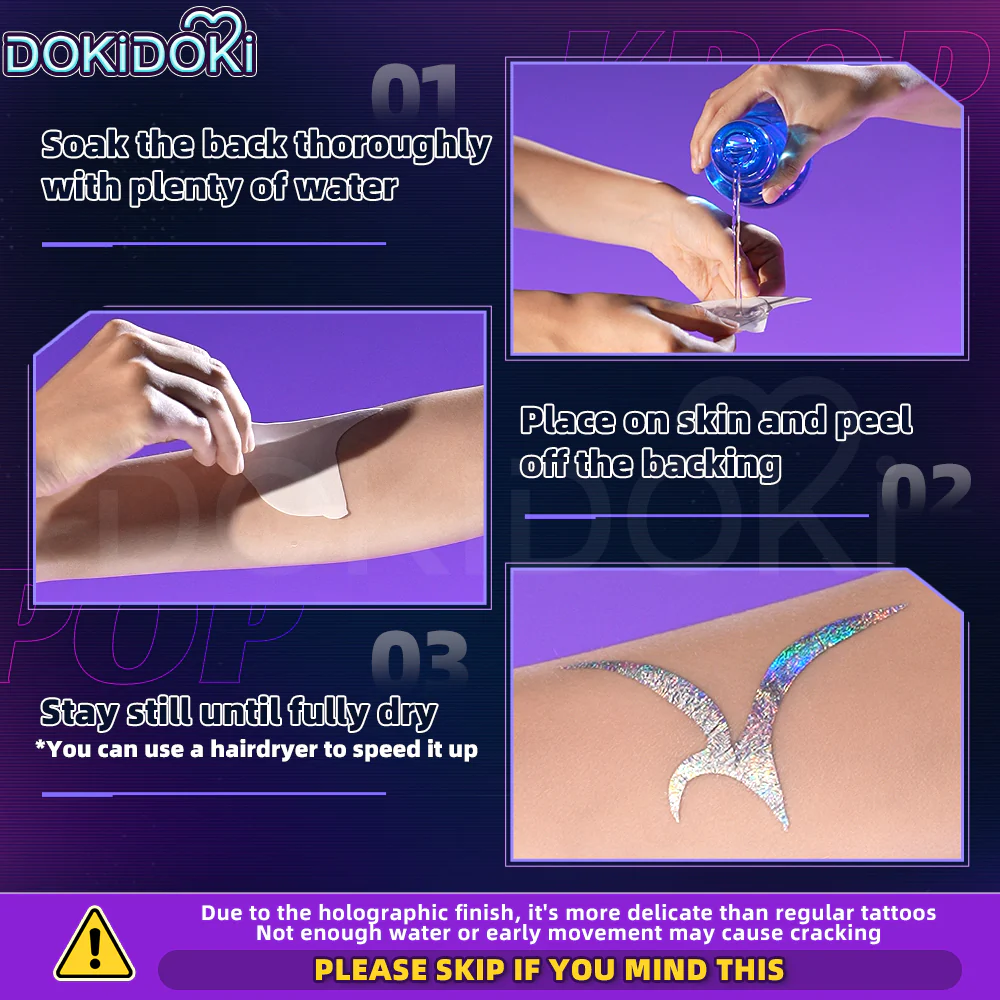 【US LOCAL SHIPPING 】DokiDoki Movie Anime KPOP KILLER Cosplay Tattoo Laser Heat Transfer Version Holographic Patterns - Image 5