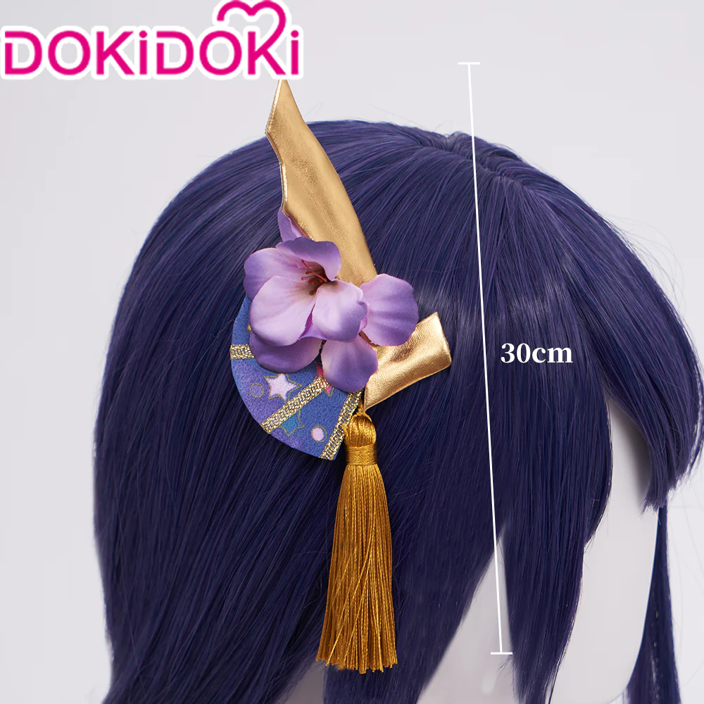 【Partially Ready For Ship】【Lighting Ver.】DokiDoki Game Genshin Impact Shogun Cosplay Wig / Hair Clip/ Earring Raiden shogun baal Long Purple - Image 7