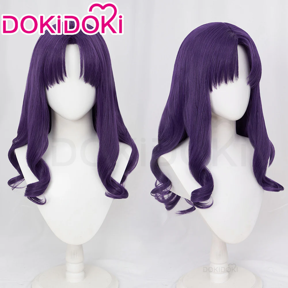 【Wig Ready For Ship】【Front Lace】DokiDoki Anime Cosplay Wig Long Curly Purple Wig / Hat/ Necklace - Image 2